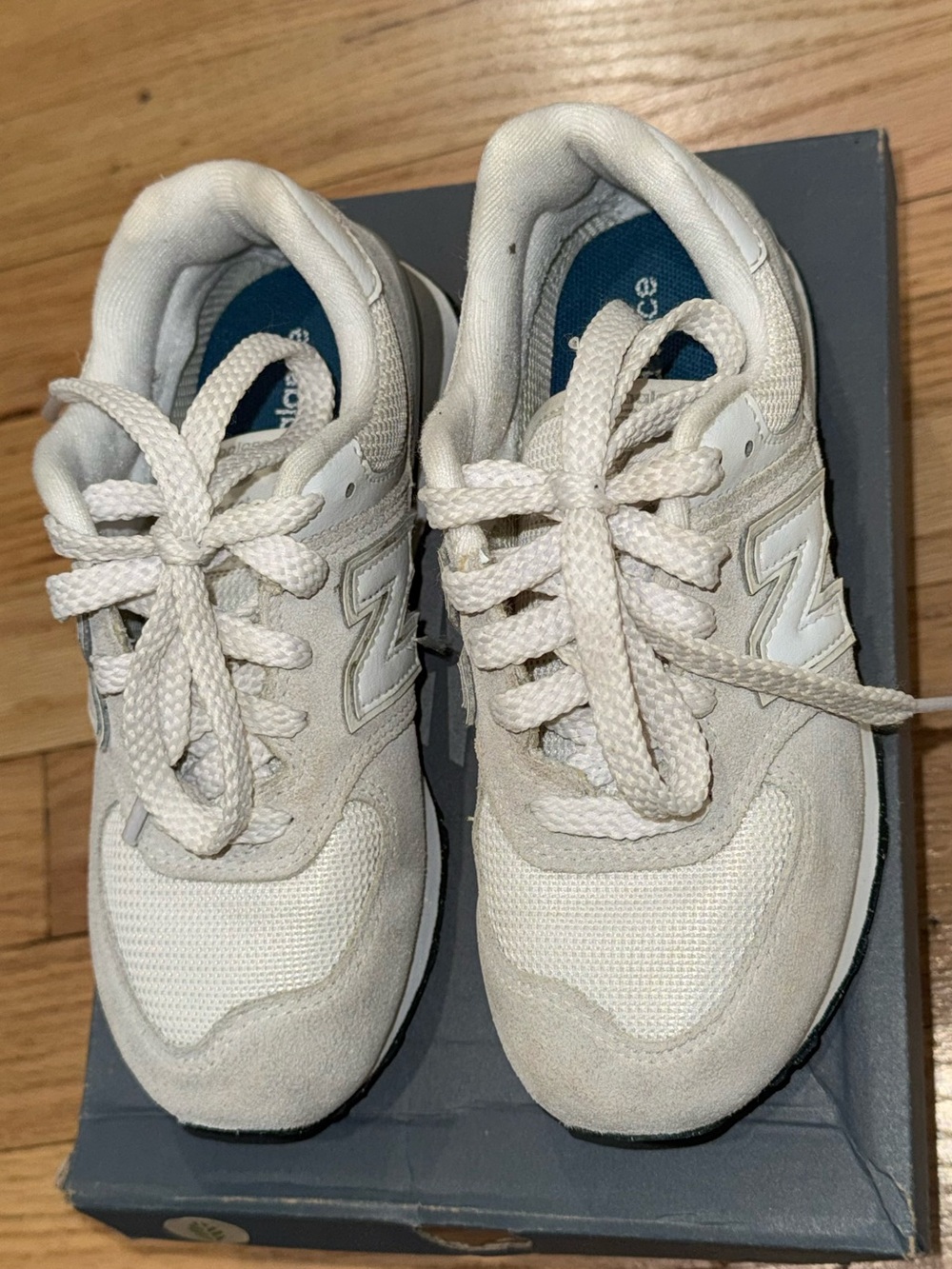 New Balance Kids White and Blue Accent Sneakers